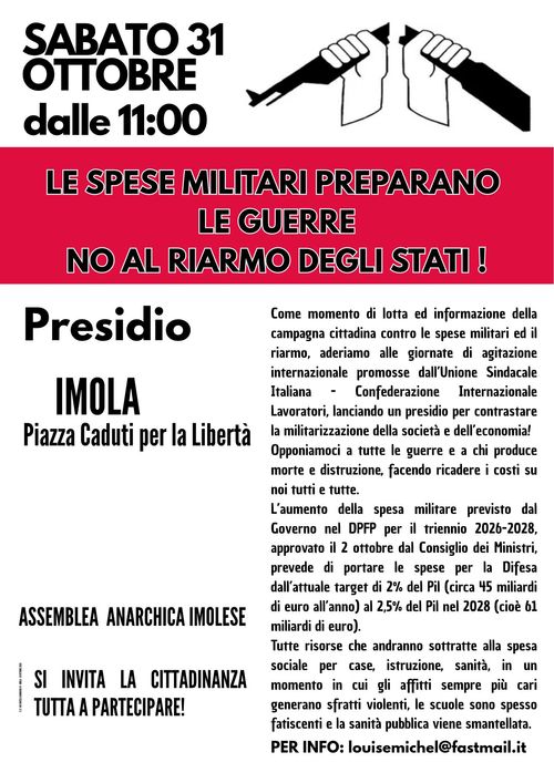 Presidio antimilitarista PIAZZA CADUTI PER LA LIBERTA' - IMOLA