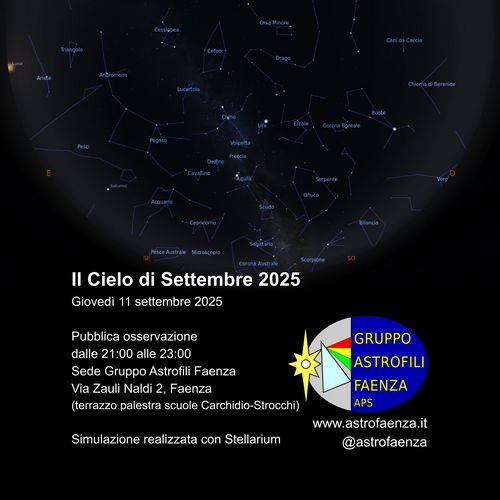 Osservazione del cielo di settembre 2025 a Faenza