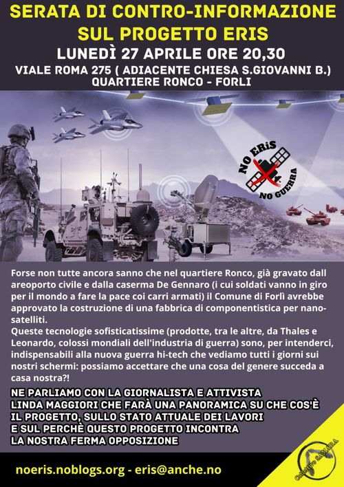 Serata di controinformazione sul progetto Eris